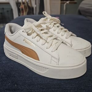 Puma Women's White and Tan Sneakers